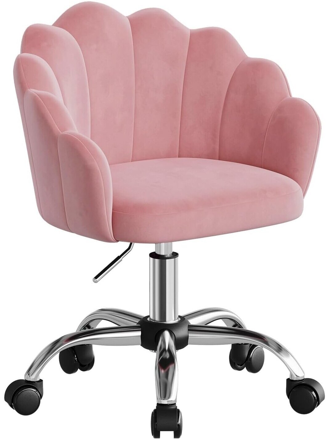 Cosmetic Chair, Ergonomic Velvet Chair with Petal-Shaped Backrest, Swivel Chair with Casters, Height Adjustable, Metal Frame 9 Cosmetic Chair, Ergonomic Velvet Chair with Petal-Shaped Backrest, Swivel Chair with Casters, Height Adjustable, Metal Frame 9