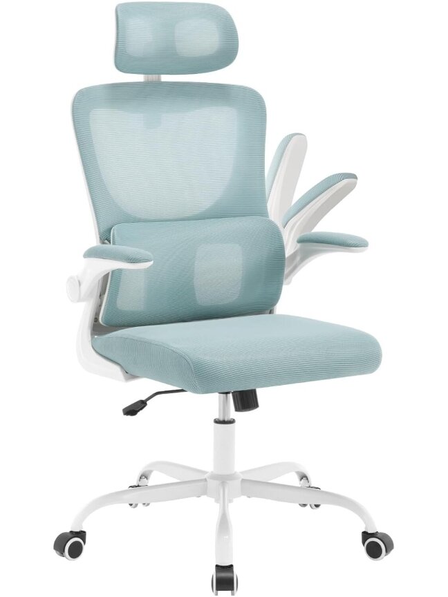 Ergonomic Office Chair with Lumbar Support, Adjustable Headrest, Rocking Function, Flip-Up Armrests, Up to 150 kg. 9
