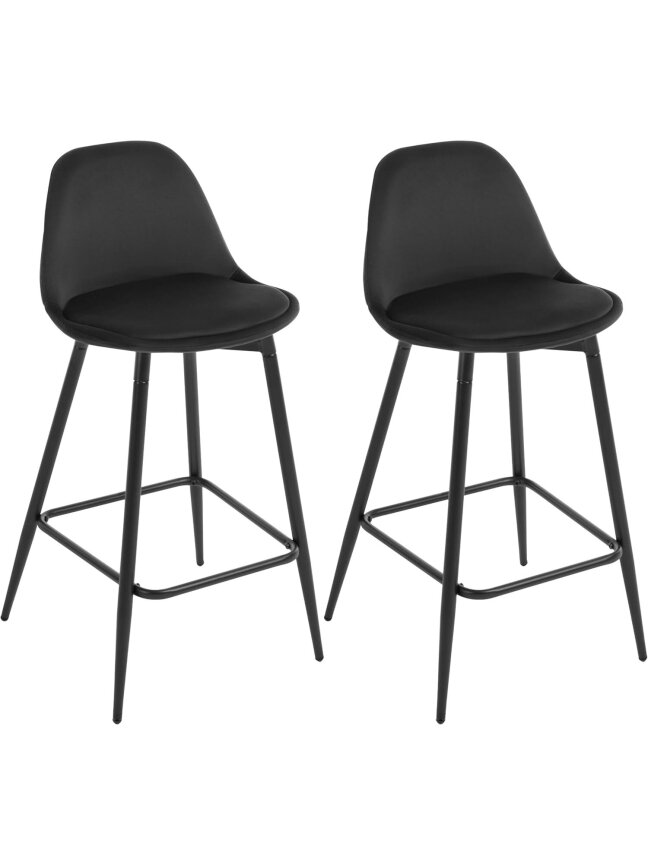 Bar Stools Set of 2, Velvet Upholstery, Metal Frame. 8