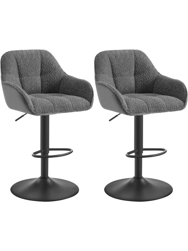 Set of 2 Bar Stools, Height Adjustable, 360° Swivel 10