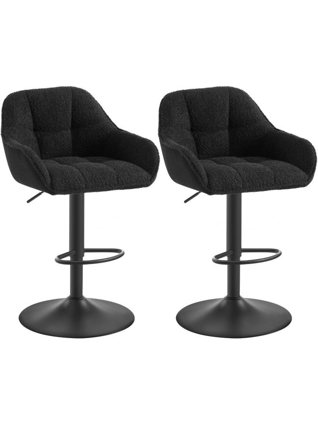 Set of 2 Bar Stools, Height Adjustable, 360° Swivel 9