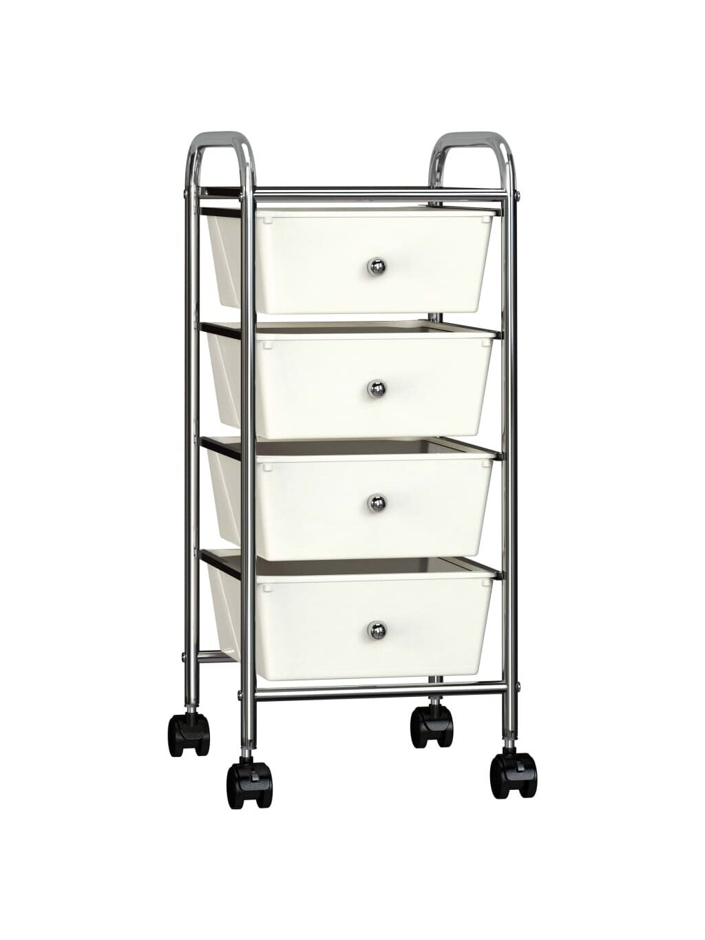 Mobile cart, 4 drawers, white color, plastic