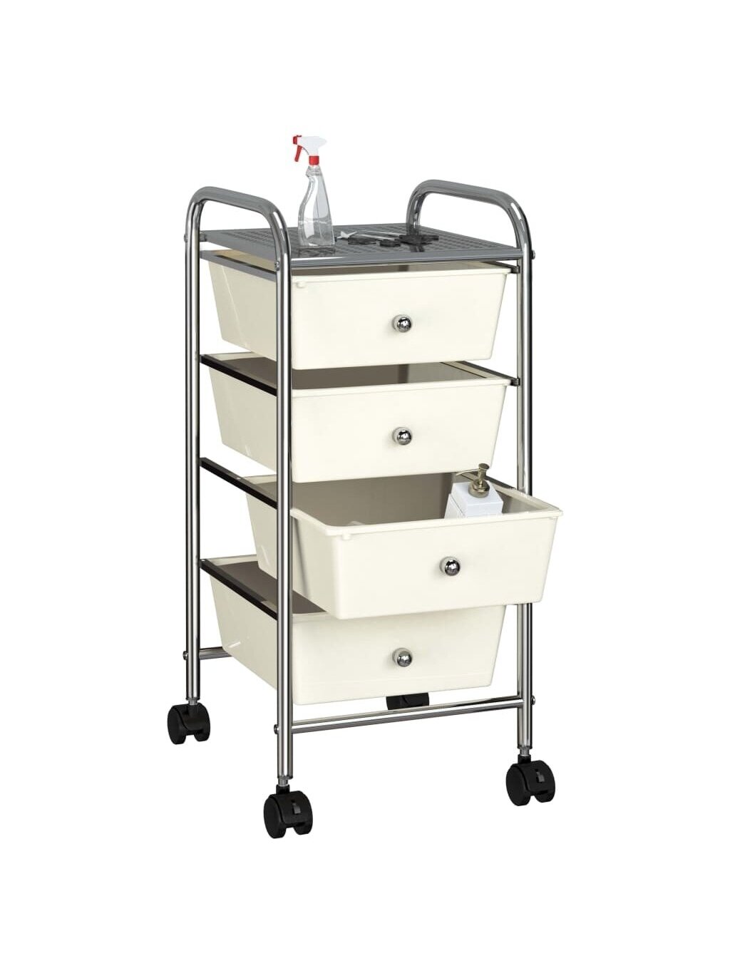 Mobile cart, 4 drawers, white color, plastic 1