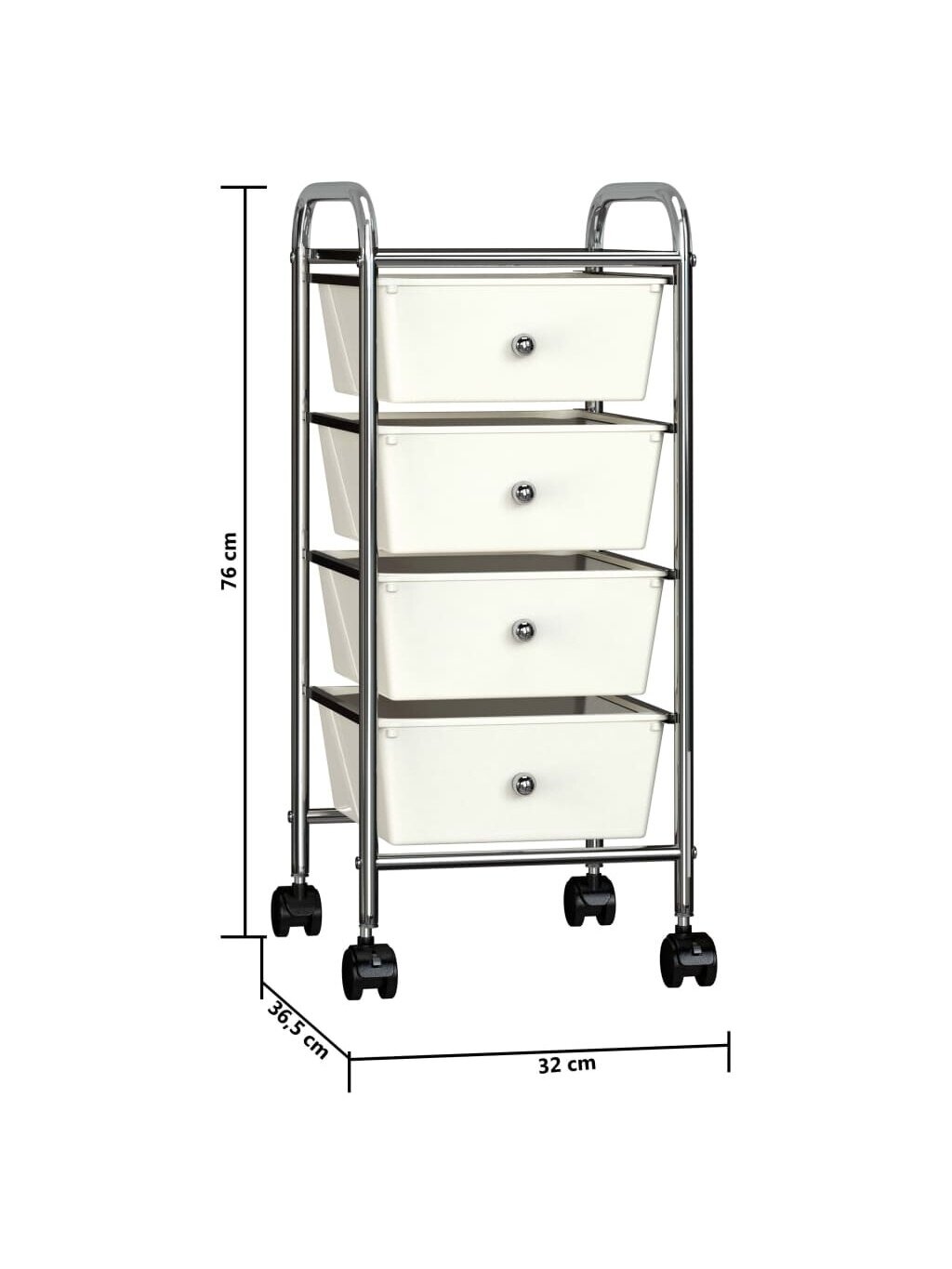Mobile cart, 4 drawers, white color, plastic 7
