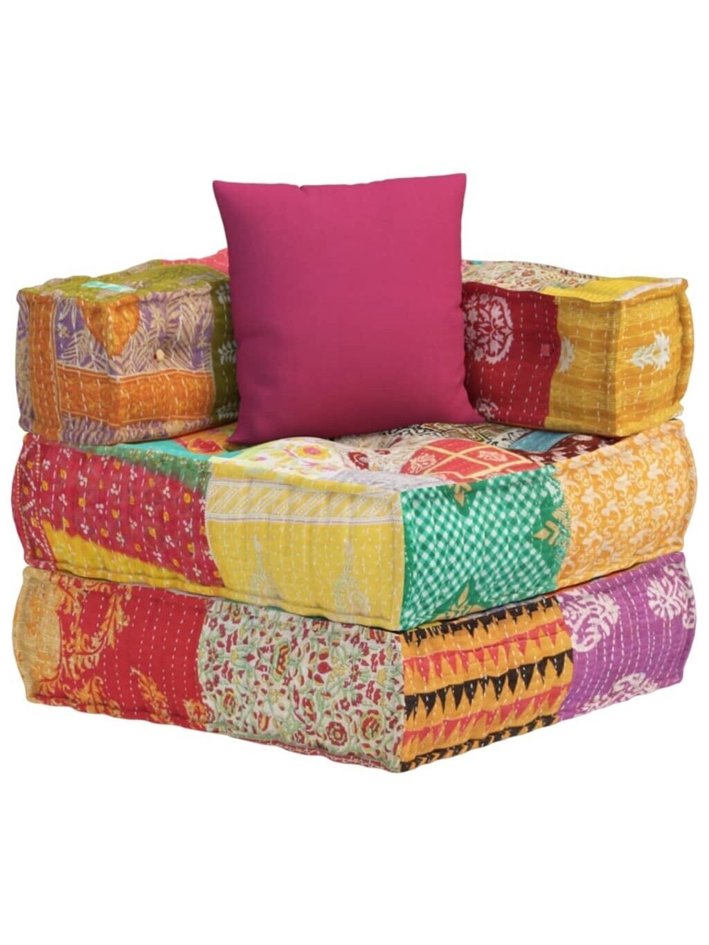 Modułowy puf z poduszką, tkanina patchwork 9