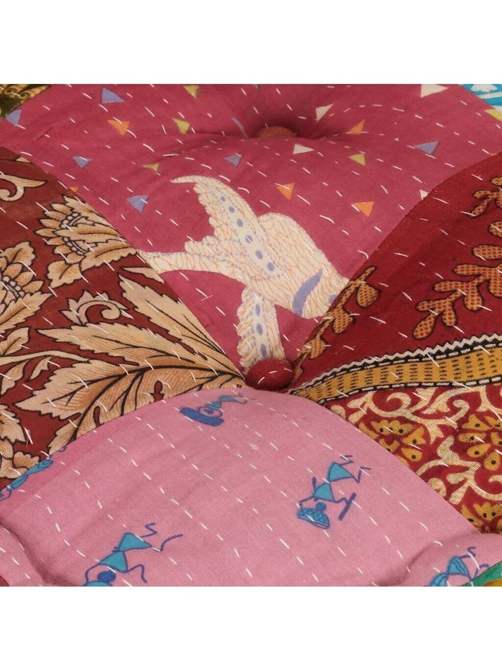 Modułowy puf z poduszką, tkanina patchwork 8
