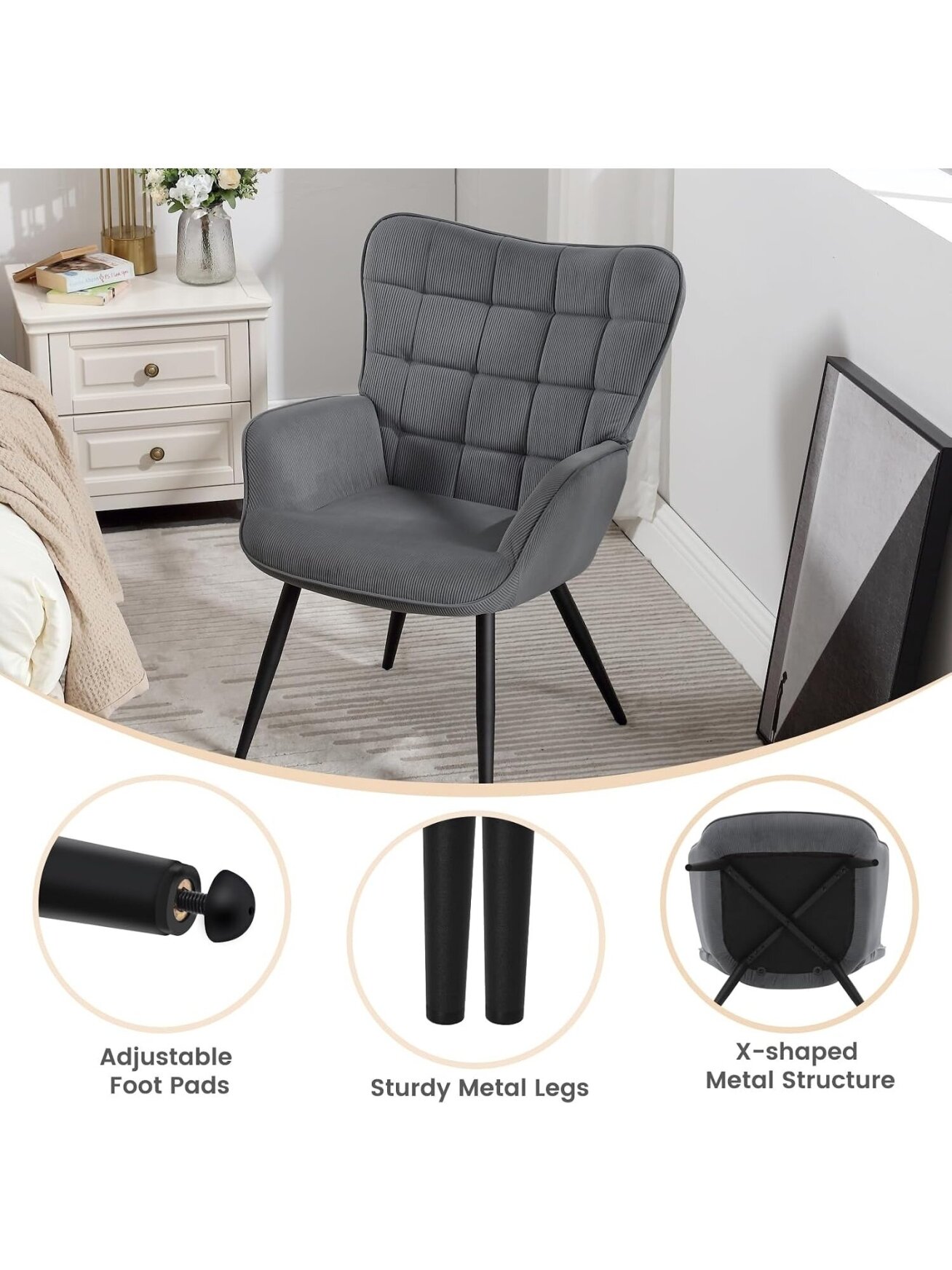 Modern Relaxation Armchair | For TV, Reading & Living Room, with Reclining Arms and Metal Legs 4