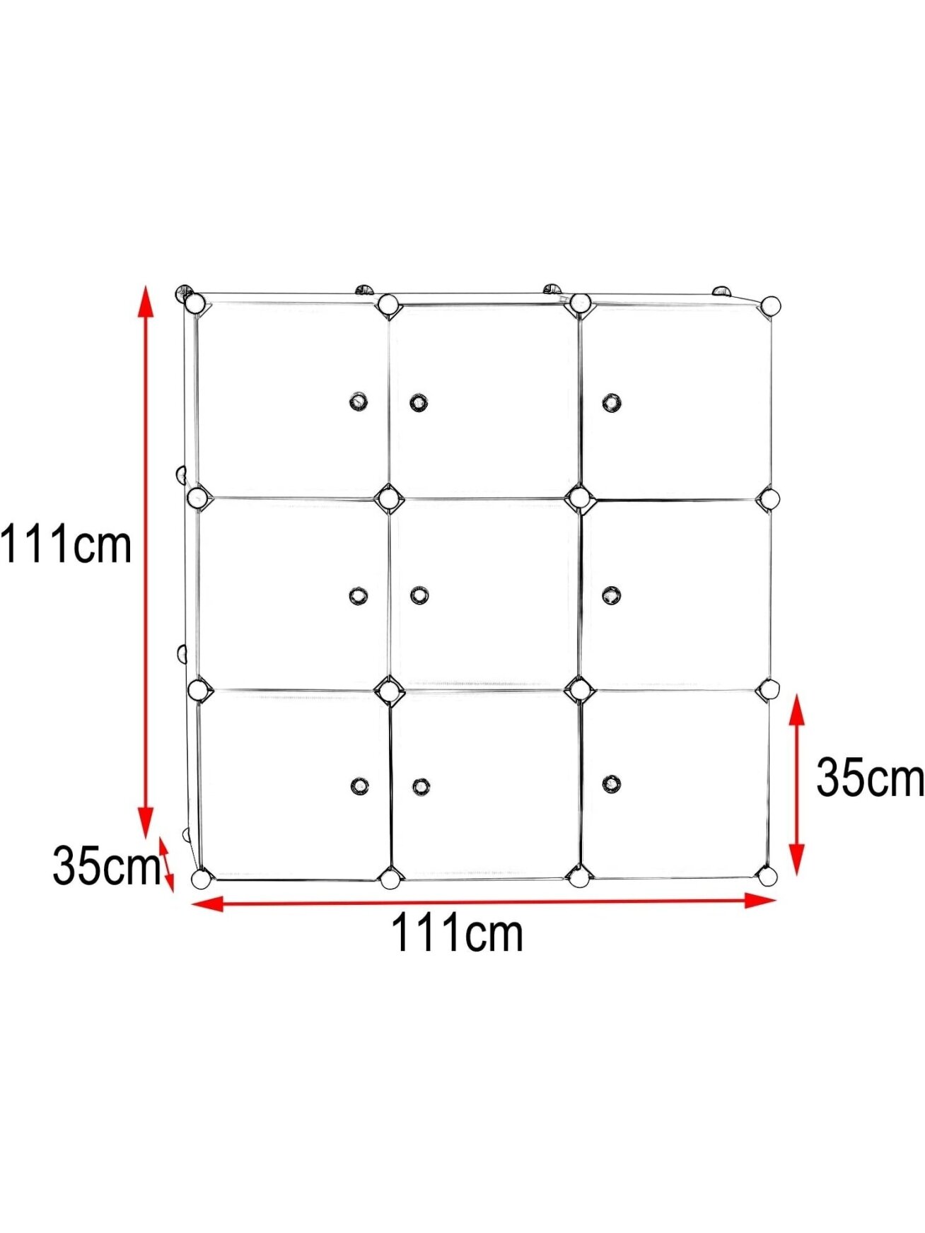 Modular plastic cabinet with doors, 9-cube DIY design, white color 4