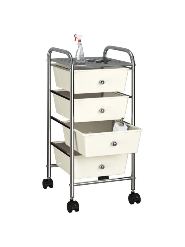 Mobile cart, 4 drawers, white color, plastic 1