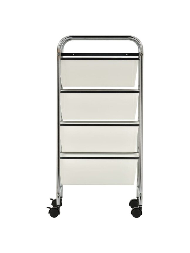 Mobile cart, 4 drawers, white color, plastic 3