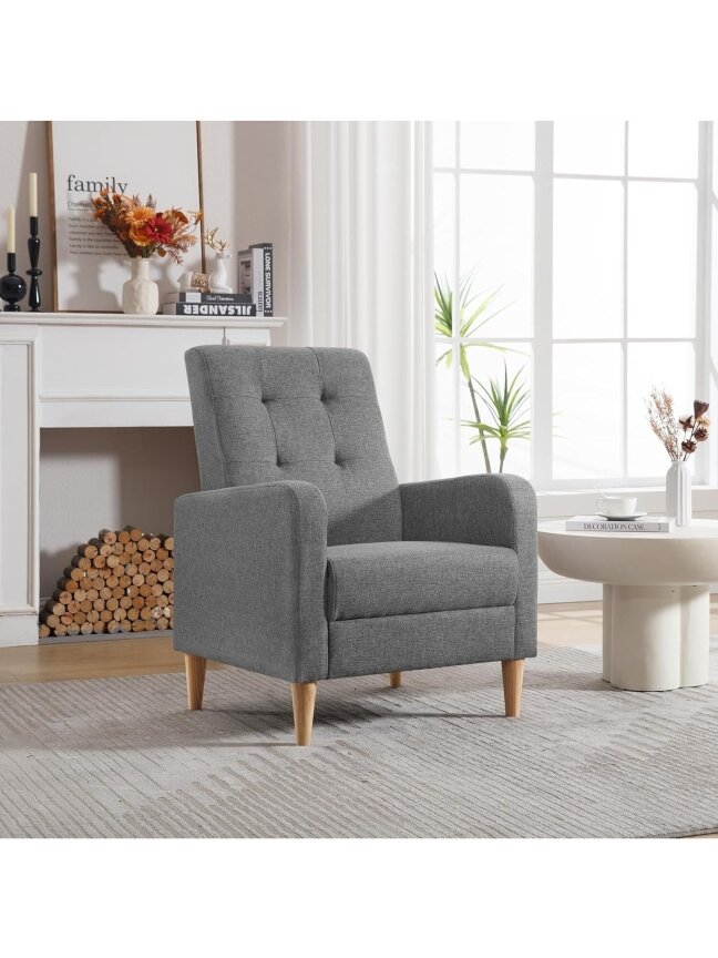 Modern Relaxation Chair – Linen Upholstery, Dark Grey