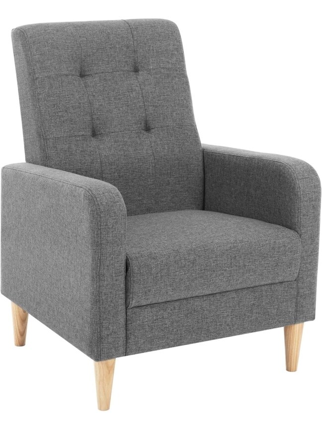 Modern Relaxation Chair – Linen Upholstery, Dark Grey 3