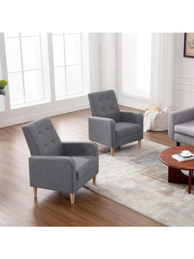 Modern Relaxation Chair – Linen Upholstery, Dark Grey 1