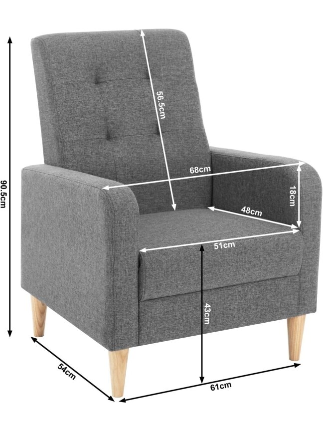 Modern Relaxation Chair – Linen Upholstery, Dark Grey 4