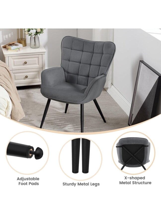 Modern Relaxation Armchair | For TV, Reading & Living Room, with Reclining Arms and Metal Legs 4