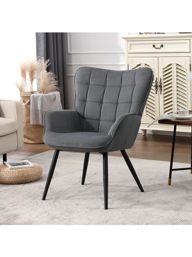 Modern Relaxation Armchair | For TV, Reading & Living Room, with Reclining Arms and Metal Legs 7