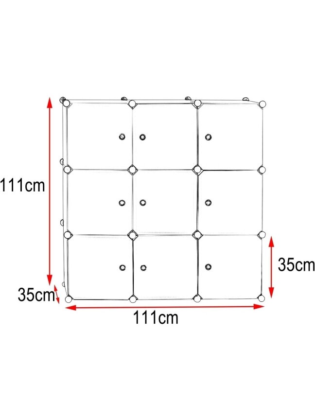 Modular plastic cabinet with doors, 9-cube DIY design, white color 4 Modular plastic cabinet with doors, 9-cube DIY design, white color 4