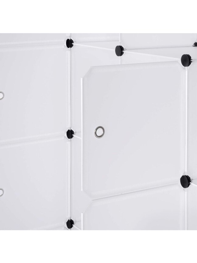 Modular plastic cabinet with doors, 9-cube DIY design, white color 6