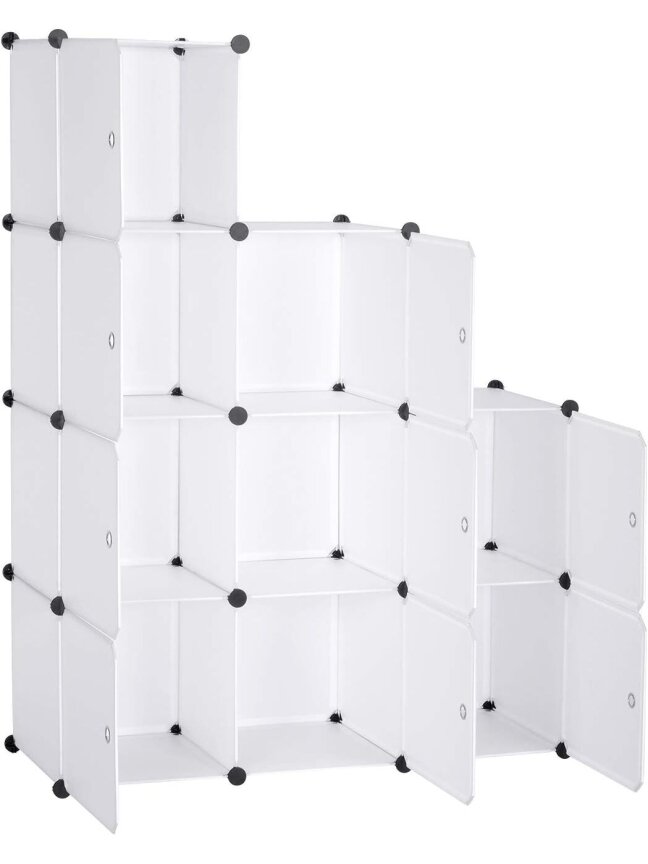 Modular plastic cabinet with doors, 9-cube DIY design, white color 7