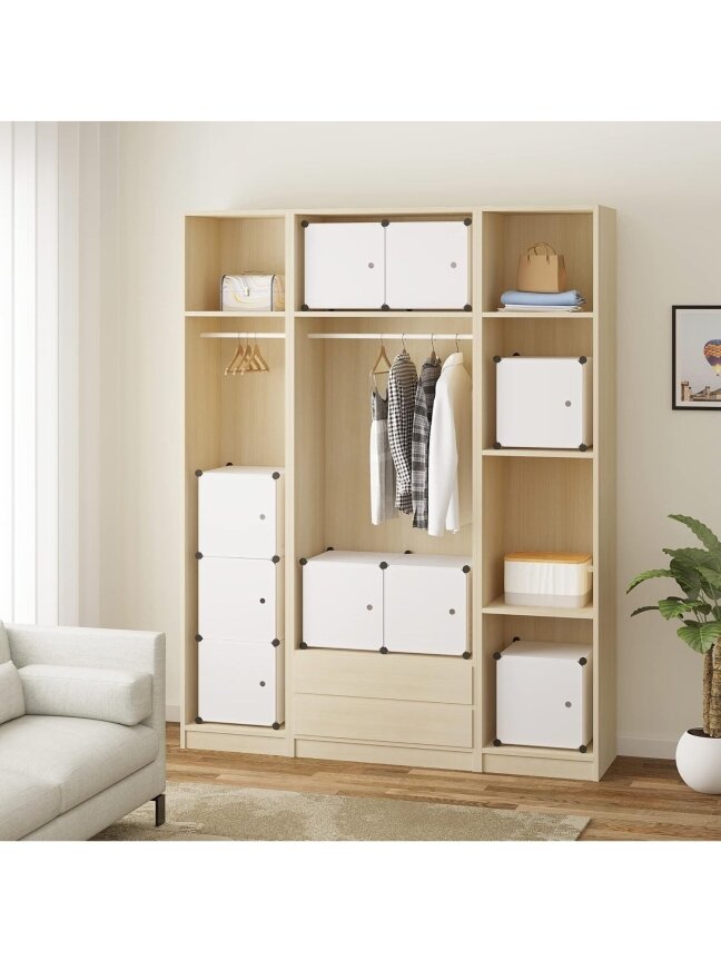 Modular plastic cabinet with doors, 9-cube DIY design, white color 8 Modular plastic cabinet with doors, 9-cube DIY design, white color 8