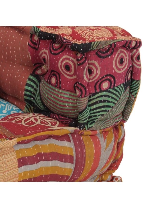 Modułowy puf z poduszką, tkanina patchwork 6