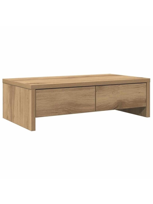 Monitoriaus stovas su stalčiais, 50x27x15 cm, ąžuolo imitacijos Artisan spalvos, inžinerinė mediena 1