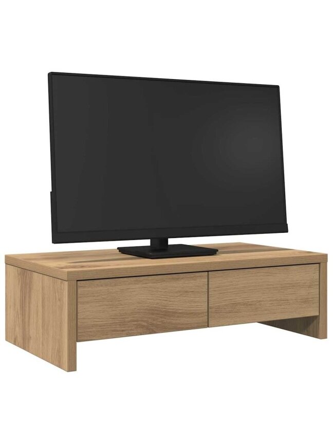 Monitoriaus stovas su stalčiais, 50x27x15 cm, ąžuolo imitacijos Artisan spalvos, inžinerinė mediena 2
