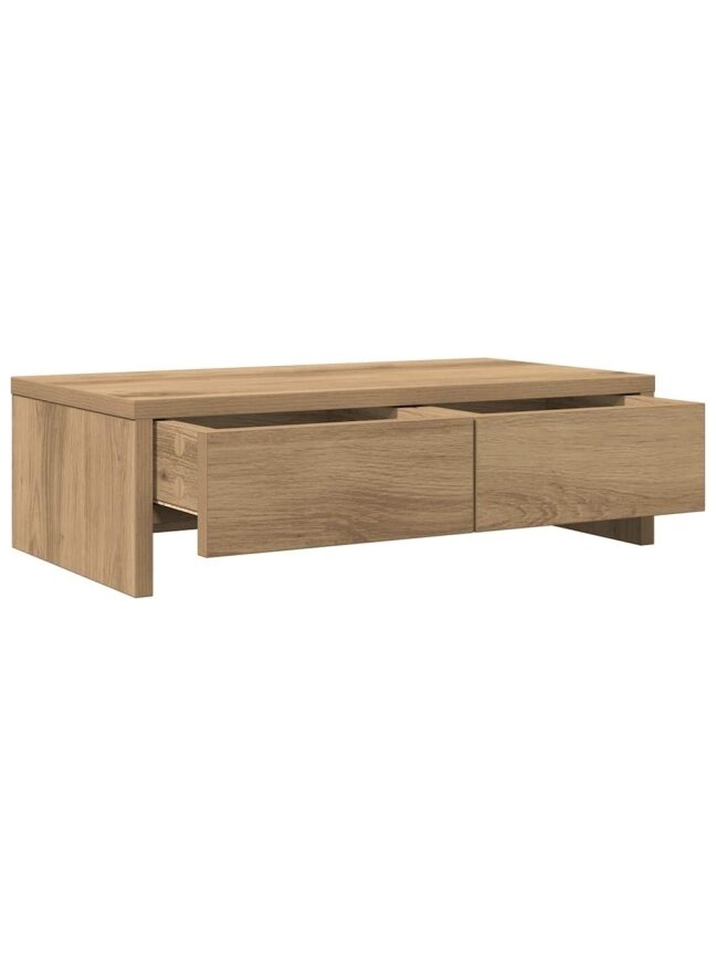 Monitoriaus stovas su stalčiais, 50x27x15 cm, ąžuolo imitacijos Artisan spalvos, inžinerinė mediena 4
