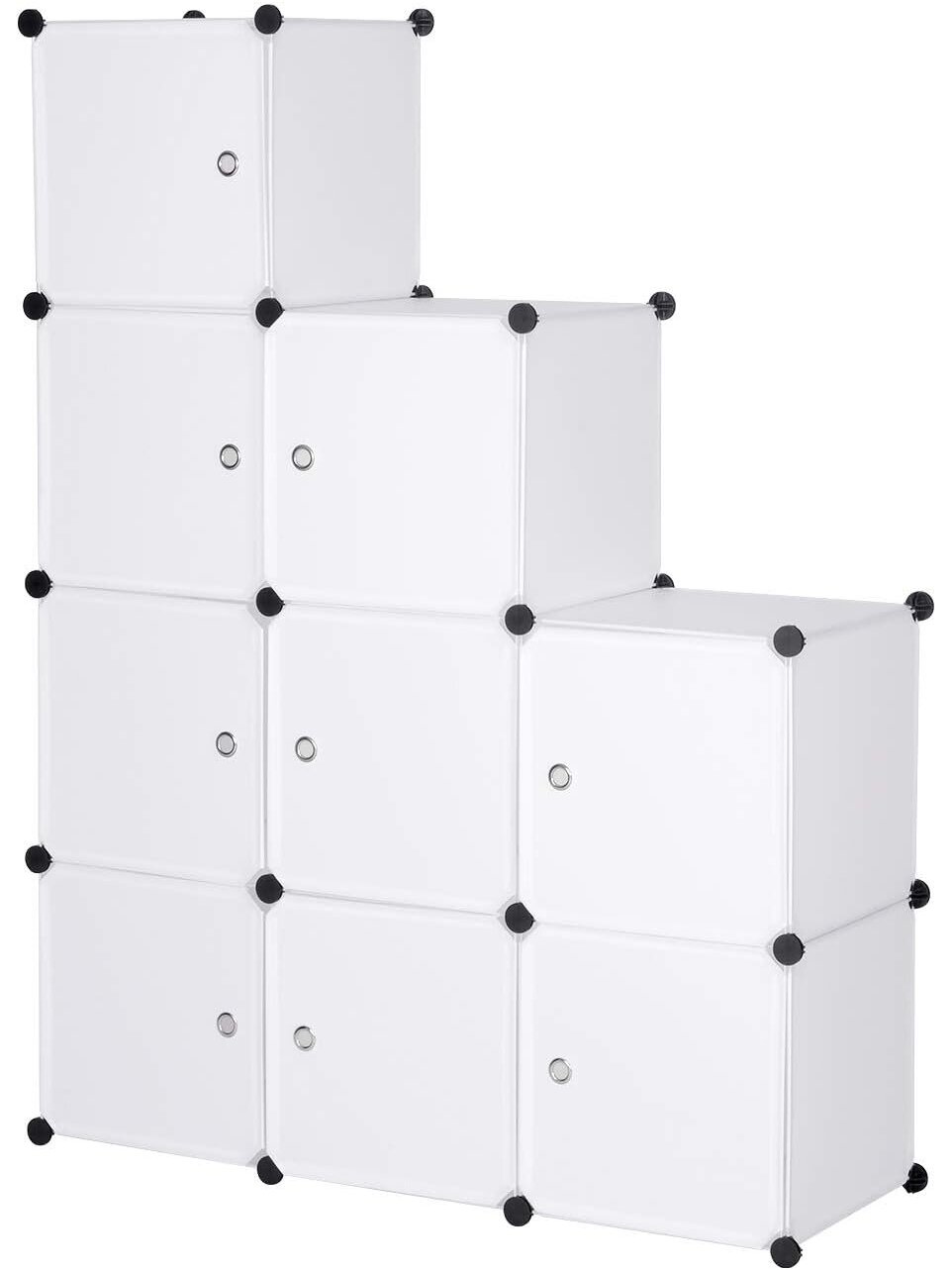 Modular plastic cabinet with doors, 9-cube DIY design, white color 3