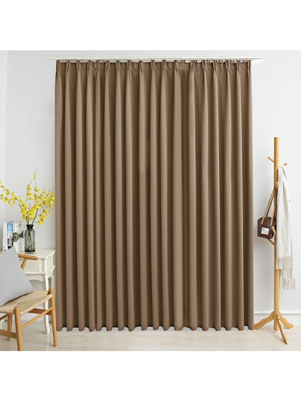 Naktinė užuolaida su kabliukais, taupe spalvos, 290x245cm
