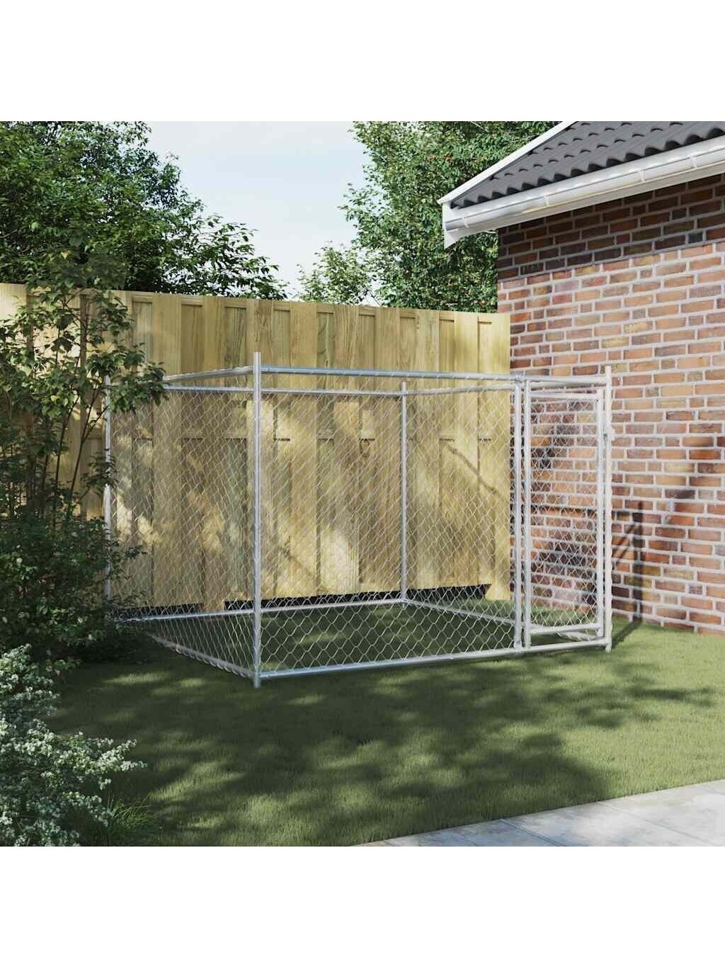 Narvas šunims su durimis, pilkas, 2x2x1,5m, plienas 1