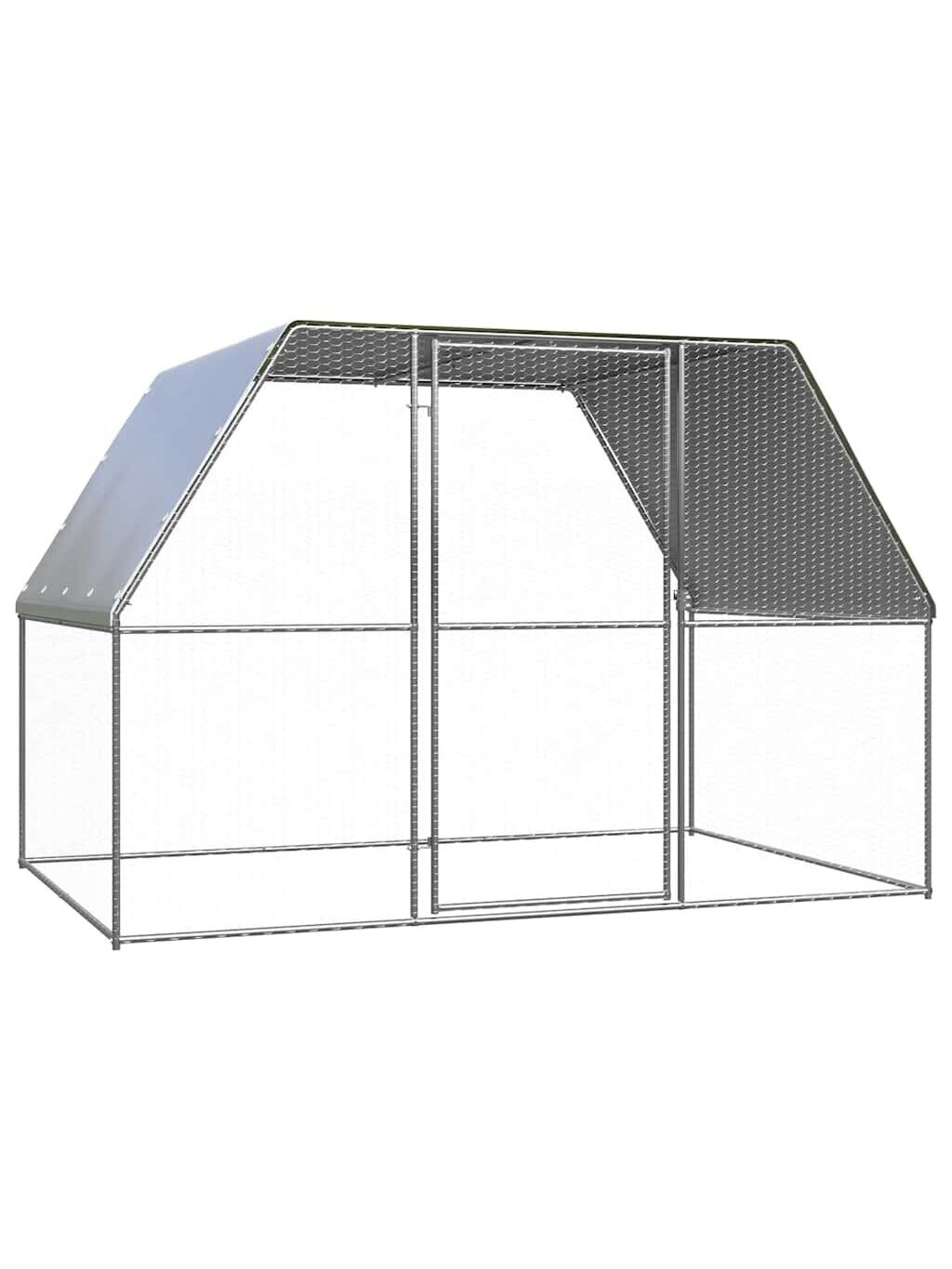 Chicken Coop, Silver and Grey, 3x2x2 m, Steel Chicken Coop, Silver and Grey, 3x2x2 m, Steel