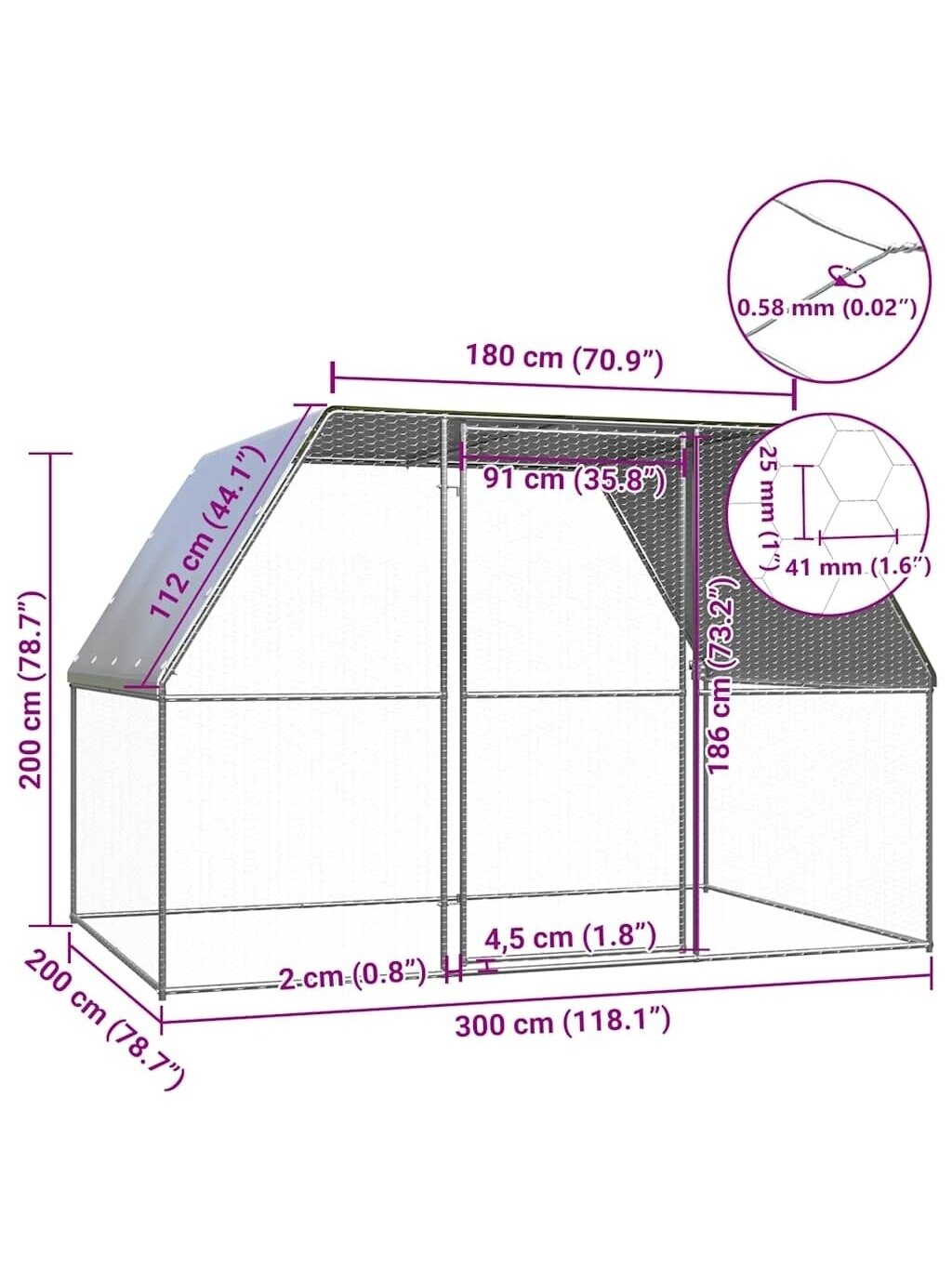 Kanakuur, hõbedane ja hall, 3x2x2 m, teras 3