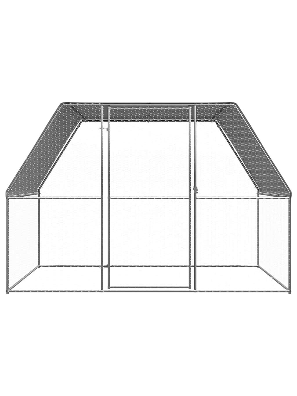 Chicken Coop, Silver and Grey, 3x2x2 m, Steel 1 Chicken Coop, Silver and Grey, 3x2x2 m, Steel 1