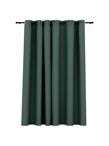 Blackout curtain with grommets, green color, 290×245 cm