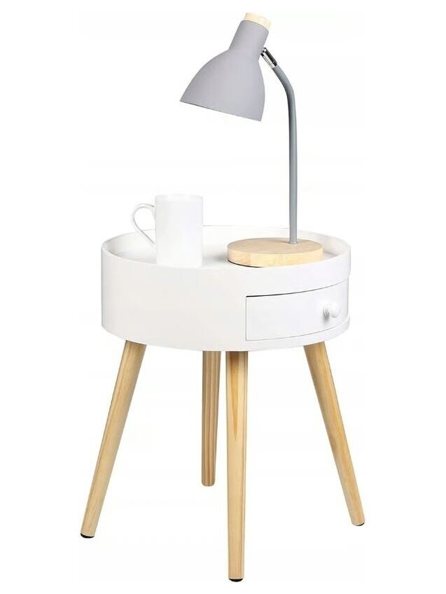 Bedside table with drawer, MDF, white 5