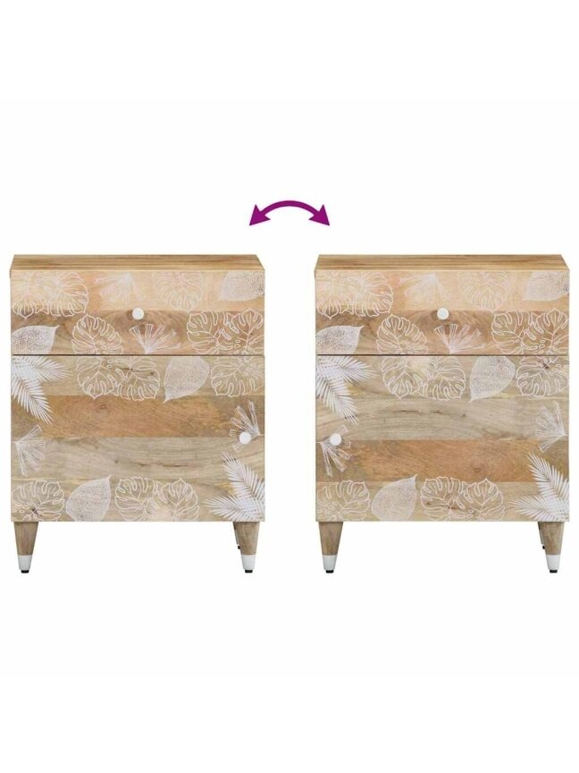 Bedside table, 50x33x60 cm, solid mango wood 5