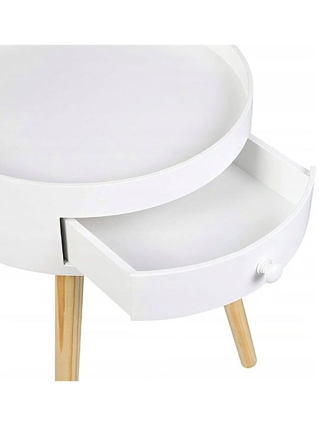 Bedside table with drawer, MDF, white 4