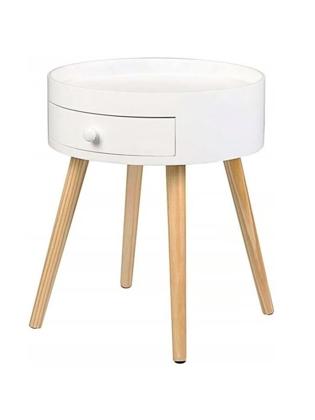 Bedside table with drawer, MDF, white