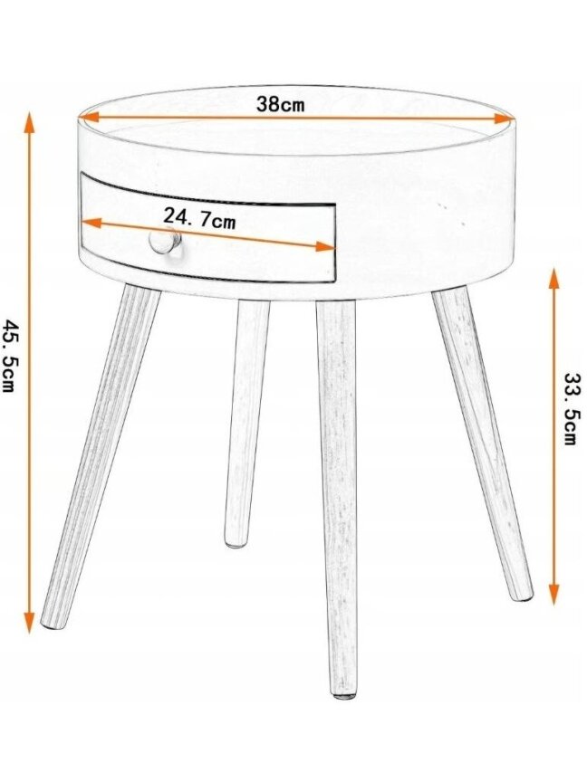 Bedside table with drawer, MDF, white 2