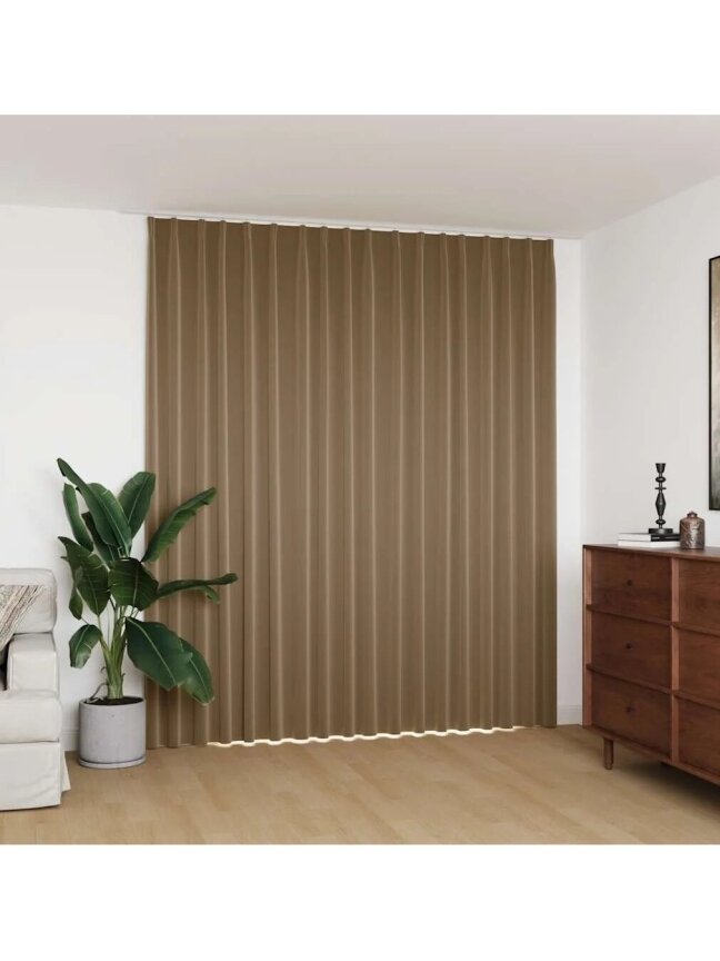 Night curtain with hooks, taupe color, 290x245cm