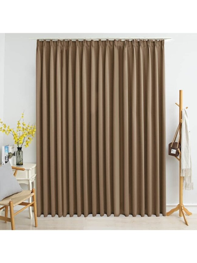 Naktinė užuolaida su kabliukais, taupe spalvos, 290x245cm