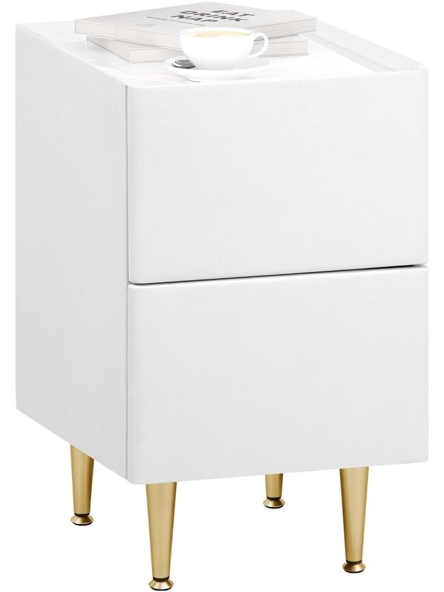 Bedside table with 2 drawers, glossy finish, 30 x 40 x 51 cm. 5 Bedside table with 2 drawers, glossy finish, 30 x 40 x 51 cm. 5
