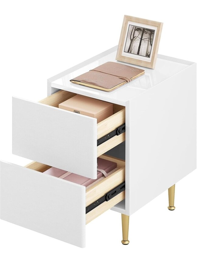 Bedside table with 2 drawers, glossy finish, 30 x 40 x 51 cm. 6 Bedside table with 2 drawers, glossy finish, 30 x 40 x 51 cm. 6
