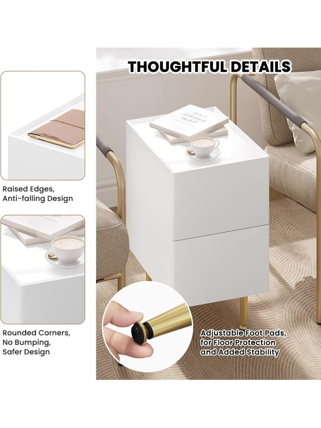 Bedside table with 2 drawers, glossy finish, 30 x 40 x 51 cm. 3