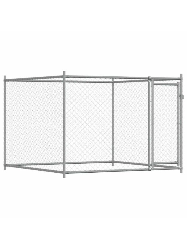 Narvas šunims su durimis, pilkas, 2x2x1,5m, plienas 2
