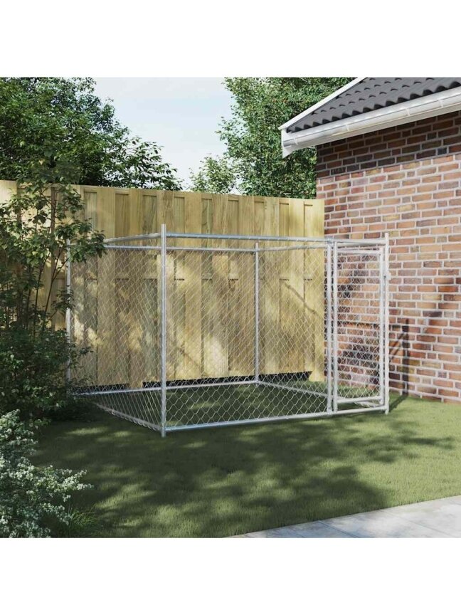 Narvas šunims su durimis, pilkas, 2x2x1,5m, plienas 1