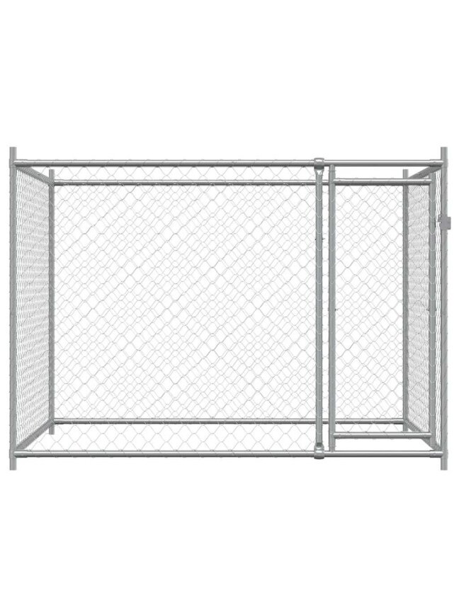 Narvas šunims su durimis, pilkas, 2x2x1,5m, plienas 3