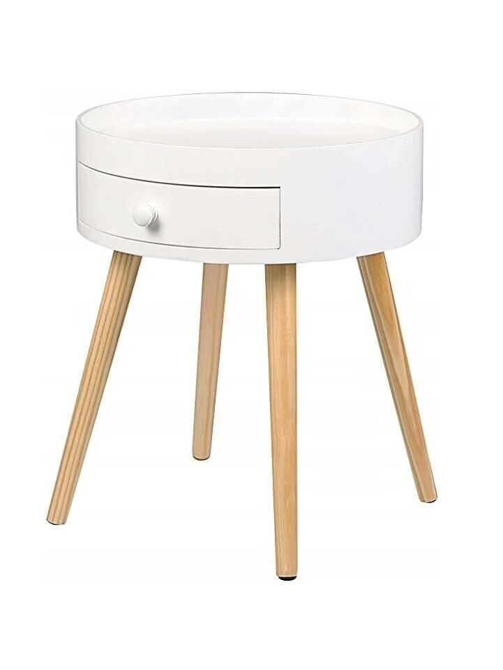 Bedside table with drawer, MDF, white