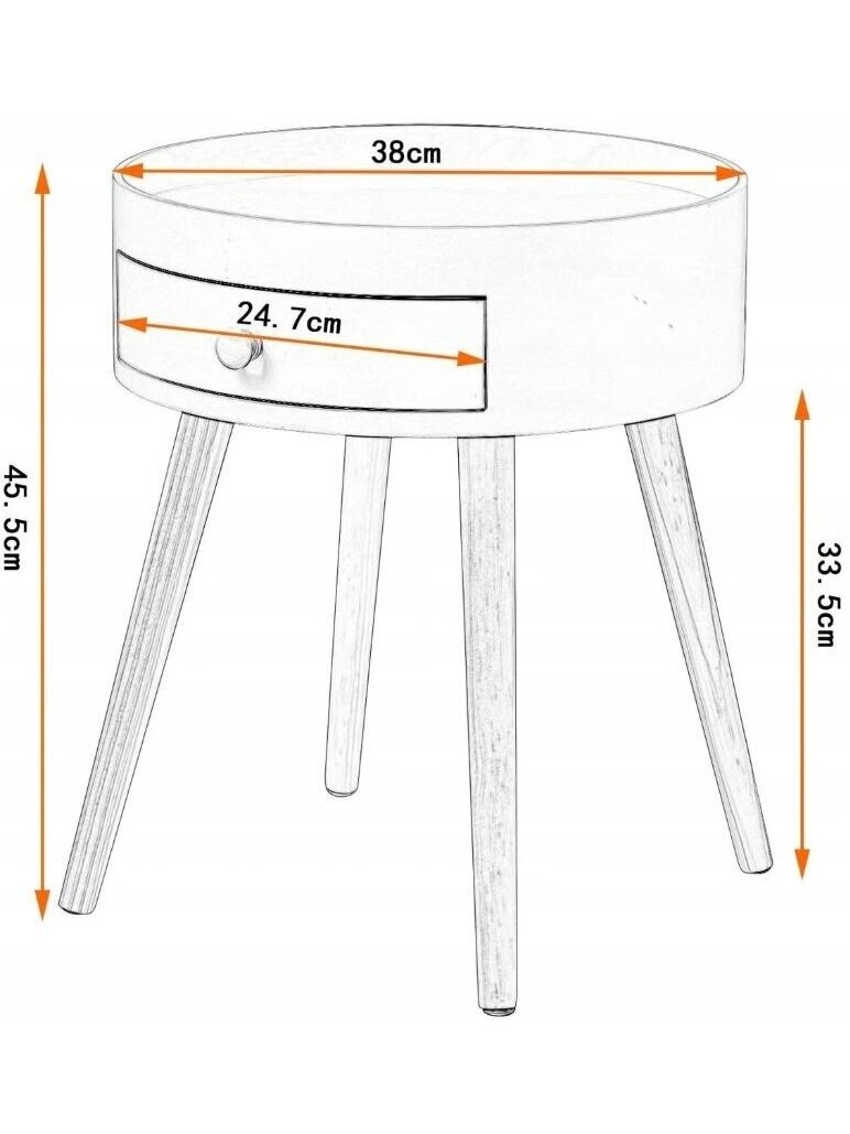 Bedside table with drawer, MDF, white 2